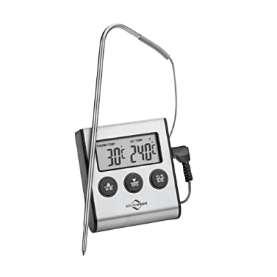 Abbildung von Küchenprofi Digital Bratenthermometer PRIMUS, 50 C bis 300 C, umschaltbar C/F, Messfühler 16 cm, mit Timer, Magnet und Standfuß, Fleischthermometer, Kochthermometer, Grillthermometer