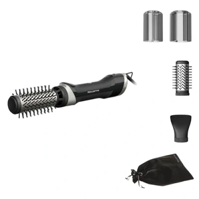 Abbildung von Rowenta Brush Activ&#039; Renewal Rotierende Warmluftbürste, Rechts /Linkslauf, Keramikbeschichtung, Ionenfunktion, Naturborsten, 2 Temperatur /Gebläsestufen, Kaltstufe, 1000 Watt, Schwarz, UB9530F0