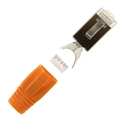 Abbildung von SeKi 10x Netzwerkstecker Orange CAT 7 6A RJ45 LAN Netzwerk Crimp Stecker Knickschutz