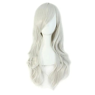 Abbildung von MapofBeauty 28&quot; langes lockiges Haarspitzen Kostüm Cosplay Perücke (silbergrau)