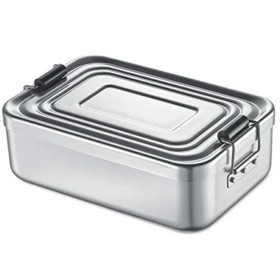 Abbildung von Küchenprofi Lunchbox aus Aluminium für Erwachsene und Kinder Brotdose mit Fächern, verstellbar Silikondichtung 23 x 15 7 cm silber
