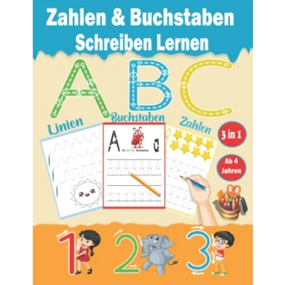 Abbildung von Zahlen und Buchstaben schreiben Lernen Ab 4 Jahren: Spielend einfach plus Schwungübungen, Einfaches von Alphabet ... für Kindergarten Grundschule! kinder.