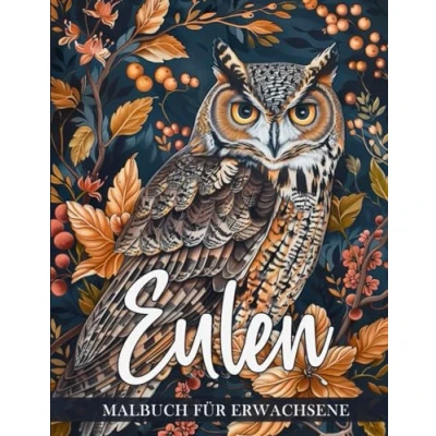 Abbildung von Eulen Malbuch für Erwachsene: 50 Einzigartige Natur Malvorlagen zur Entspannung und Kunsttherapie, kreative Zeichnungen Meditative Momente ( Vogel )