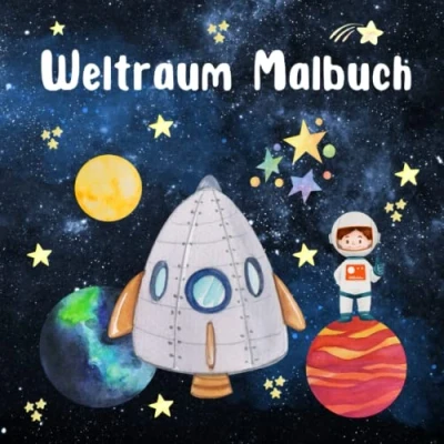 Abbildung von Weltraum Malbuch: Malbuch für Jungs ab 2, 50 Weltall Ausmalbilder mit Planeten, Raketen und Aliens, dicke Linien