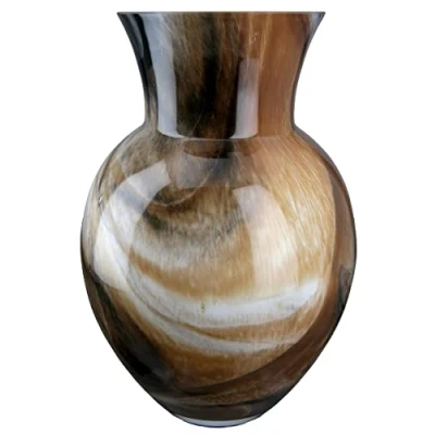 Abbildung von GILDE Glas Vase Draga Dekovase Blumenvase Höhe 26 cm braun schwarz Mamor Optik europäische Herstellung