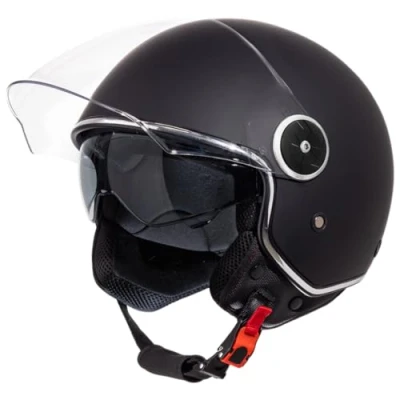 Abbildung von VINZ Tobia Jethelm mit Doppelvisier Roller Helm Sonnenblende In Gr. XS XXL ECE 22.06 Zertifiziert Motorradhelm Visier Viele Farben Erhältlich Matt Schwarz