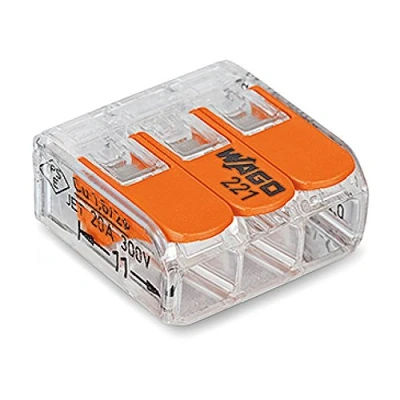 Abbildung von WAGO Verbindungsklemmen 221 413 3 Leiter, bis 4 mm², 50 Stück, COMPACT Kabelverbinder mit Hebel für alle Leiterarten weltweit, bestätigte Anwendungssicherheit