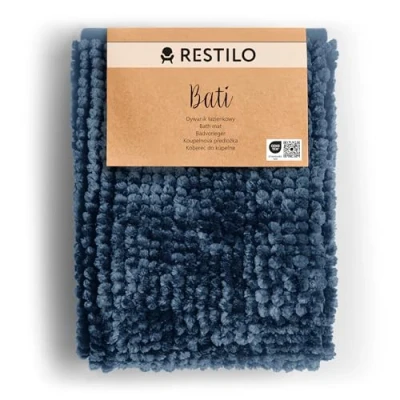 Abbildung von RESTILO Badematte 60 x 90 cm Badteppich Badvorleger rutschfest Bati Dunkelblau