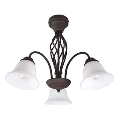 Abbildung von Trio Leuchten Deckenleuchte Rustica 601000324, Metall rostfarbig, Glas weiß matt, exklusiv 3x E14