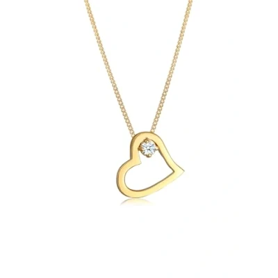 Abbildung von Elli DIAMONDS Halskette Damen Herz Verbunden mit Diamant (0.03ct) in 585 Gelbgold