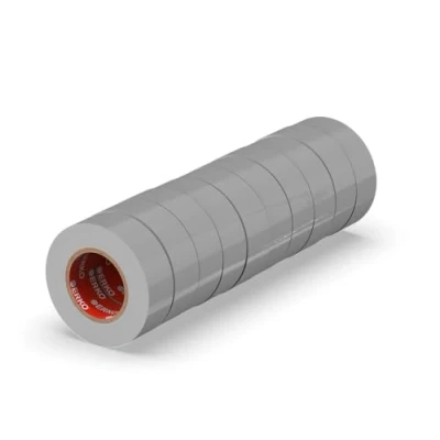 Abbildung von ERKO Isolierband Grau 10er Pack 15mm x 10m PVC, Elektrische Leitungen Reparatur, Hochflexibel mit starker Klebekraft, Chemiebeständig, Wasserfest, Klebeband