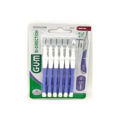 Abbildung von GUM BI DIRECTION 6er Blister Gr. 0 Kerze, hellblau 6 Bürsten