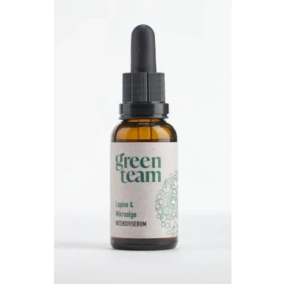 Abbildung von Green Team Intensivserum: 3 fach Hyaluronsäure, Lupine und Mikroalge (Cellactive) Feuchtigkeitsspendendes Anti Falten Serum Vegan, ohne Silikone &amp; Parabene, 30 ml