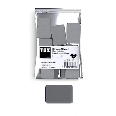 Abbildung von TOX Distance Allround Unterlegplatten, Ausgleichsplatten aus Kunststoff, belastbar bis 5 Tonnen, Polypropylen, 60 x 40 15 mm, 1 Beutel, 10 Stk., 065600112