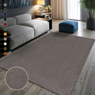 Abbildung von SANAT Kurzflor Teppich Wohnzimmer Uni Modern Teppiche fürs Schlafzimmer, Arbeitszimmer, Büro, Flur, Kinderzimmer und Küche Grau, 80 x 200 cm
