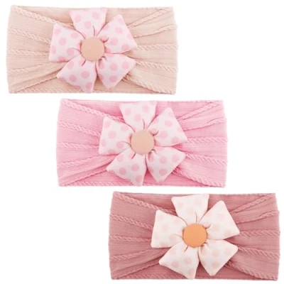 Abbildung von DRESHOW Stirnband Baby Mädchen Dehnbare Nylon Stirnbänder Handgefertigte Blumen Haarband for Neugeborene Kleinkinder Kinder