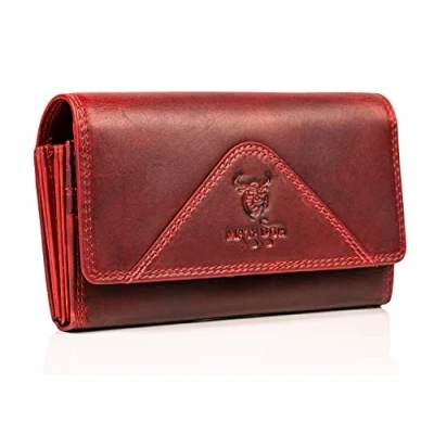 Abbildung von MATADOR Budapest Leder Geldbörse Damen Rot Groß mit edler Geschenk Box Luxus RFID Gross, Rote Viele Fächer Edles Portemonnaie Brieftasche