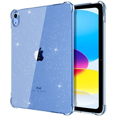 Abbildung von TiMOVO Hülle Kompatibel mit iPad 10 Generation 10,9 Zoll 2022, Hülle, Schlanke Leichte TPU Schutzhülle Erhöhtem Rand &amp; Durchsichtiger Rückseite für Gen, Klar + Glitzer