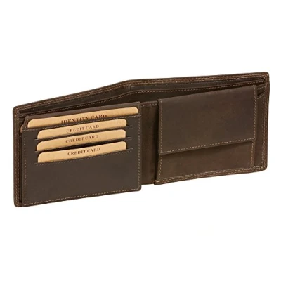 Abbildung von LEAS MCL Geldbörse extra dünn mit Klappe Scheintasche Vintage Stil in Echt Leder, braun Basic Collection
