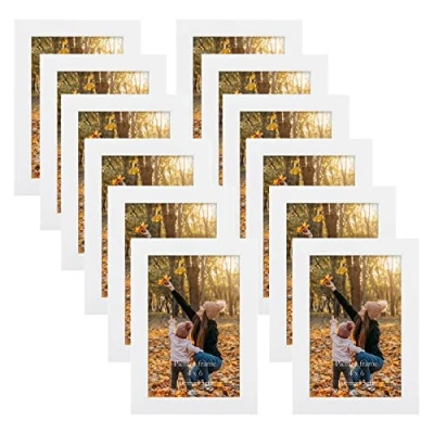 Abbildung von EXYGLO 12er Set Bilderrahmen 10x15 cm, Weiße Fotorahmen Collage für 15x10 cm Fotos und Bilder, Modern Rahmen Leicht Dünn Wand oder Tischaufsteller