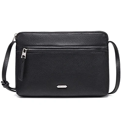 Abbildung von David Jones Damen Umhängetasche Kleine Flache Handtasche PU Leder Tasche Klassiche Elegante Beuteltasche Reise Shopping Handytasche Arbeit Clutch Party Schwarz