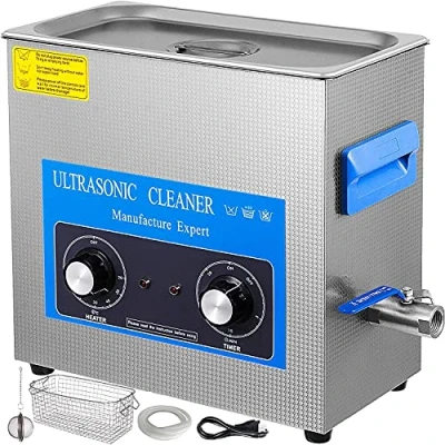 Abbildung von VEVOR Knob Control Ultrasonic Ultraschallreiniger 6,5 L, Ultraschall Reinigungsgerät 220 V, mit Heizung, Schmuckreiniger 40 kHz, Digitaler 300 W