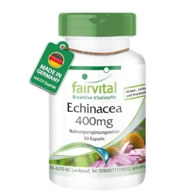 Abbildung von Fairvital Echinacea 400mg 90 Kapseln purpurea Pulver pro Kapsel HOCHDOSIERT VEGAN