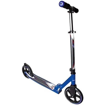 Abbildung von muuwmi Aluminium Scooter Tretroller, 205 mm, ABEC 7, für Kinder und Erwachsene, GS geprüft, höhenverstellbar, blau