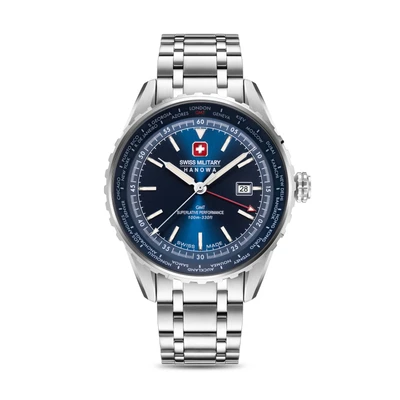 Abbildung von Swiss Military Hanowa SMWGH0003204 Afterburn GMT Herrenuhr mit Edelstahlband Saphirglas
