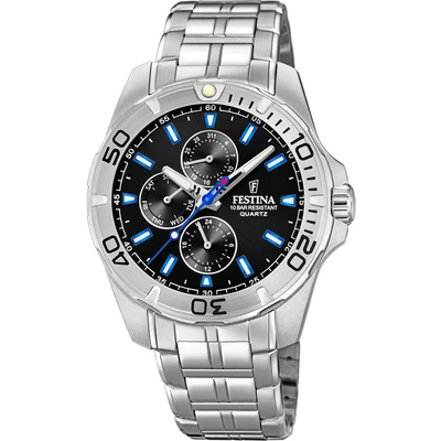 Abbildung von Festina Multifunktionsuhr, Armbanduhr, Quarzuhr, Herrenuhr, Edelstahlarmband,bis 10bar wasserd.