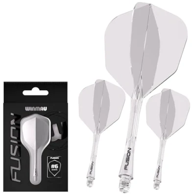 Abbildung von WINMAU Darts Fusion Integrated Flight &amp; Shaft System No.6 Shape Design Klare Farbe, Intermediate Länge