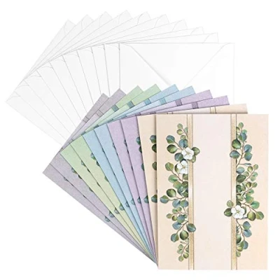 Abbildung von Ideen mit Herz Grußkarten Set Umschlägen 10 Motiv Karten blanko bunt neutral Ideal für Glückwünsche zum Geburtstag, Hochzeit, uvm. Din B6 (Blattranken)
