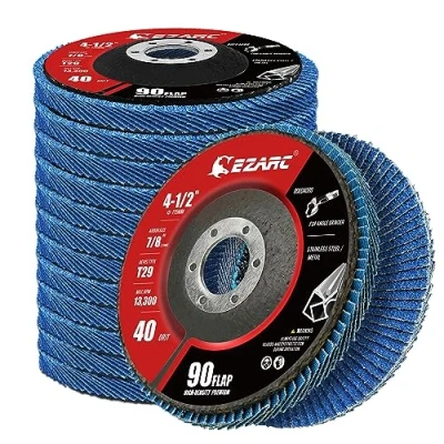 Abbildung von EZARC 115 mm Fächerscheiben, 40er Körnung, Jumbo Zirkoniumdioxid Fächerscheibe Typ 29 zum Schleifen, Entrosten, Finishen, Schleifen und Entgraten (12 Stück)