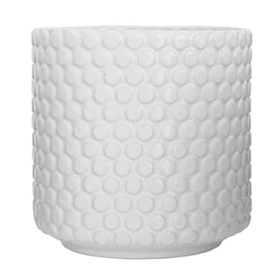 Abbildung von Nordring Retro Übertopf Vintage Pflanztopf für Zimmerplanzen Blumentopf Dotty L (15,5 cm ø), weiß, Keramik