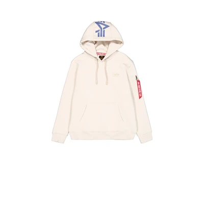 Abbildung von Alpha Industries BACK Hoody Kapuzenpullover, Herren, Größe: Small, Vintage white