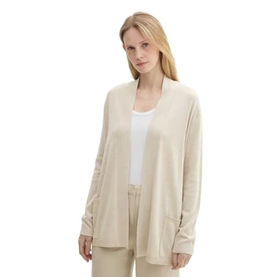 Abbildung von TOM Tailor Basic Strickjacke, Damen, Größe: Medium, Dusty beige melange
