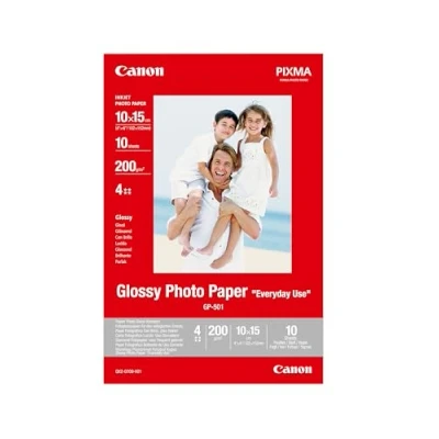 Abbildung von Canon Fotopapier GP 501 glänzend weiß 10x15cm 100 Blatt für Tintenstrahldrucker PIXMA Drucker (200 g/qm), PG 40