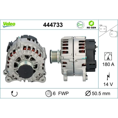 Abbildung von VALEO 444733 Lichtmaschine 14V 180A AUDI: A5 B8 Coupe, A4 Avant, Saloon