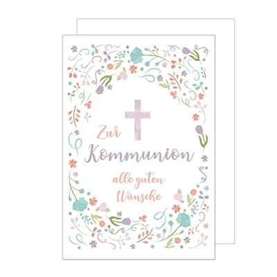 Abbildung von Edition Seidel exklusive Premium Kommunionskarte mit Umschlag. Glückwunschkarte Grusskarte Kommunion einzelne eine Junge Mädchen Karte (KO264 SW022) (Design 3)