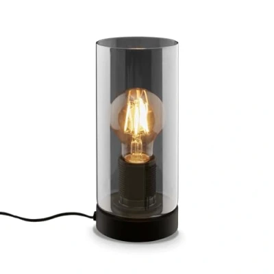 Abbildung von BRILONER Nachttischlampe, Rauchglas, Kabelschalter Schreibtischlampe, Tischlampe E27 für Home Office, Leselampe, Schwarz