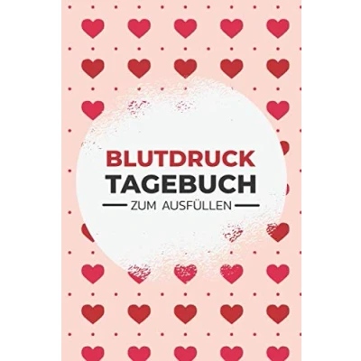 Abbildung von Blutdrucktagebuch zum Ausfüllen: A5 Blutdruckpass / Blutdruck Logbuch für die tägliche Messung des Blutdrucks und Puls. Tagebuch einfache Dokumentation von Bluthochdruck bzw. Hypotonie.