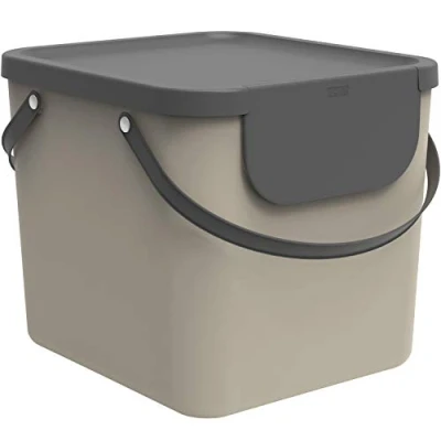 Abbildung von Rotho Albula Mülltrennungssystem 40l für die Küche, Kunststoff (PP), beige/anthrazit