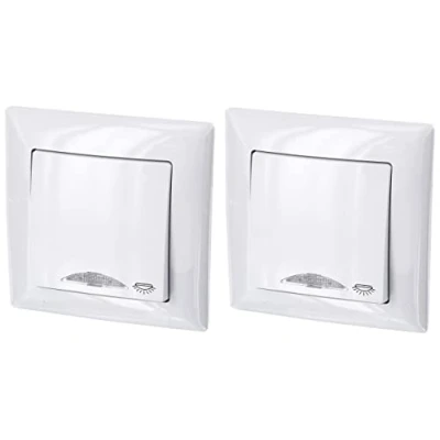 Abbildung von 2er Pack, Unterputz Taster, LED Licht Symbol, Steckklemme, All in One, Serie G1 reinweiß