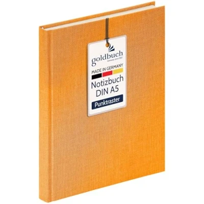 Abbildung von goldbuch 64 0101 Leinen Notizbuch Summertime Note A5, Bullet Journal mit 200 Seiten dotted creme Papier 100g/m², säurefrei &amp; tintenecht, Hardcover Notizheft Lesezeichen Fadenheftung, Gelb