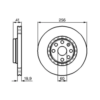 Abbildung von BOSCH 0 986 478 535 Bremsscheibe 255,9 19,9 6 100 Belüftet, innenbelüftet geölt mit Schrauben OPEL: Astra F CC, Vectra A Saloon, Corsa B Hatchback
