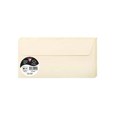 Abbildung von Clairefontaine 5445C Packung mit 20 Umschläge Pollen, Format DL, 110 x 220 mm, 120g, ideal für Korrespondenz und Einladungen, Elfenbein, 1 Pack