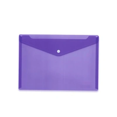 Abbildung von HERMA 20078 Dokumententasche A4 Transparent Violett Lila, 5 Stück, kleine Sichttaschen Umschlag mit Druckknopf, Briefumschlag aus Plastik für Schule, Uni, Büro, Reise