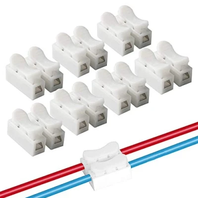 Abbildung von QitinDasen 100Pcs Premium CH2 Federdrahtverbinder, Schnelldrahtverbinder Verbindungsklemmen, Kabelklemme Klemmenblock, Elektrische Drähte an die LED Streifen Licht Draht Anschluss
