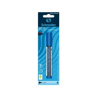 Abbildung von Schneider Maxx 290 Marker (für Whiteboards und Flipcharts, Rundspitze 2 3 mm Strichstärke, rückstandsfrei trocken abwischbar, kräftig farbintensiv) 1er Blisterkarte, blau
