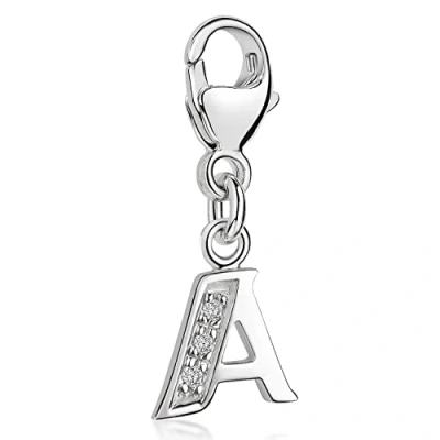 Abbildung von Materia Buchstabe A Anhänger Silber 925 mit 3 Zirkonia Alphabet Charms C51